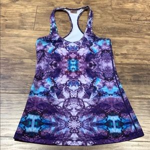 TNA purple pattern workout tank top